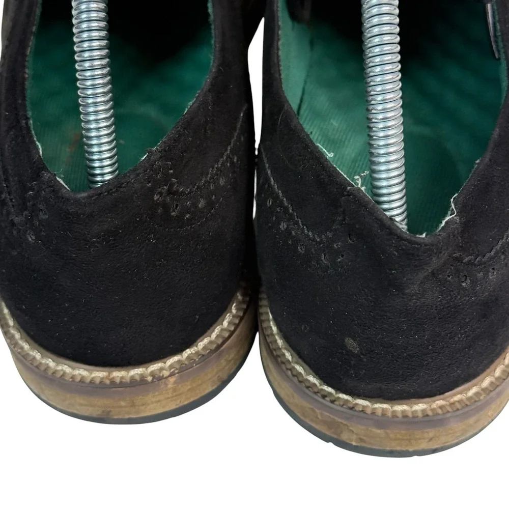 Todd‎ Welsh Mens Black Wingtip Brogue Oxford Dress Shoes Mixed Media Size 10M